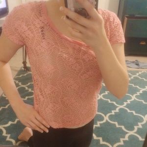Lace Front Pink Blouse